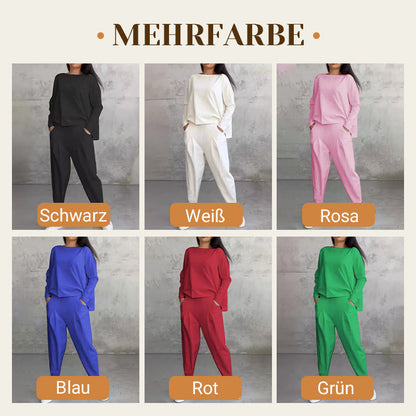 🔥2-teiliges Set mit langärmeligem Oberteil mit Rundhalsausschnitt ＆ Hose