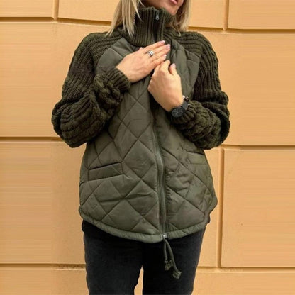 🍂Spätherbst/Frühwinter Angebote❄️Damen Strick Patchwork Puffy Jacke