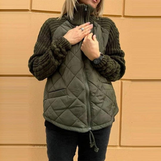 🍂Spätherbst/Frühwinter Angebote❄️Damen Strick Patchwork Puffy Jacke