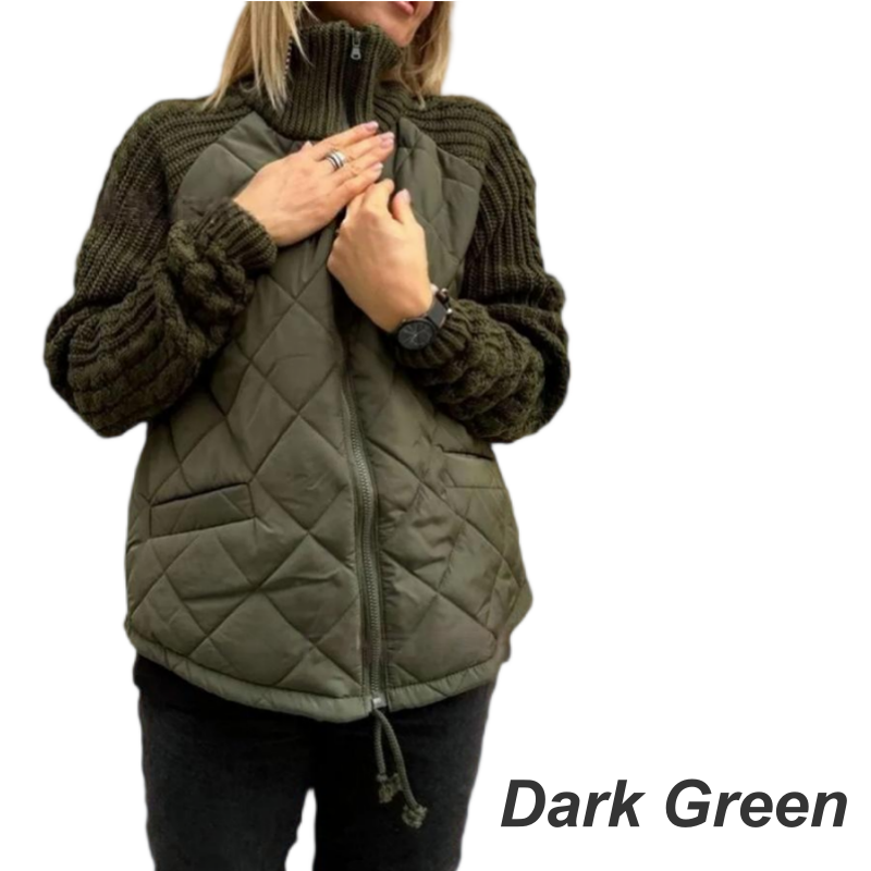🍂Spätherbst/Frühwinter Angebote❄️Damen Strick Patchwork Puffy Jacke