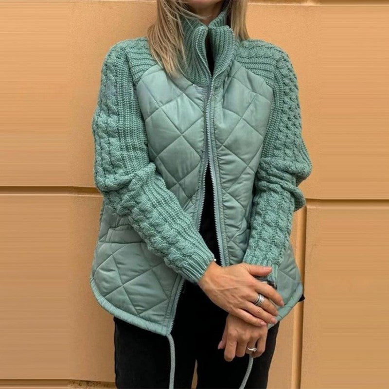 🍂Spätherbst/Frühwinter Angebote❄️Damen Strick Patchwork Puffy Jacke