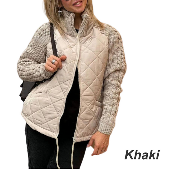 🍂Spätherbst/Frühwinter Angebote❄️Damen Strick Patchwork Puffy Jacke