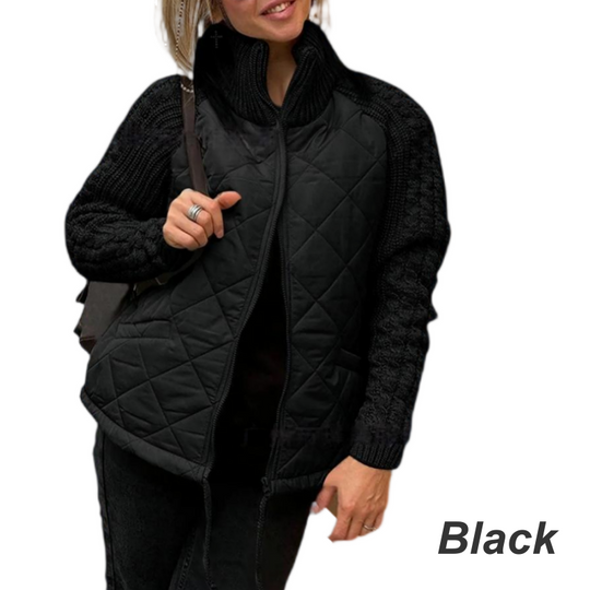 🍂Spätherbst/Frühwinter Angebote❄️Damen Strick Patchwork Puffy Jacke