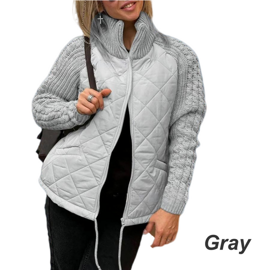 🍂Spätherbst/Frühwinter Angebote❄️Damen Strick Patchwork Puffy Jacke