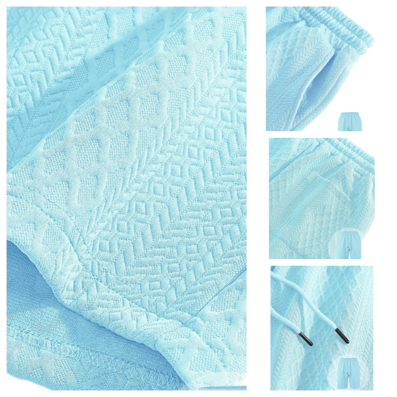 👕 51% RABATT! 💎 Herren-Zweiteiler mit Rautenstruktur – Kurzarmhemd &amp; Shorts – Atmungsaktiv, Knitterfrei &amp; Lässiger Sommer-Look ☀️