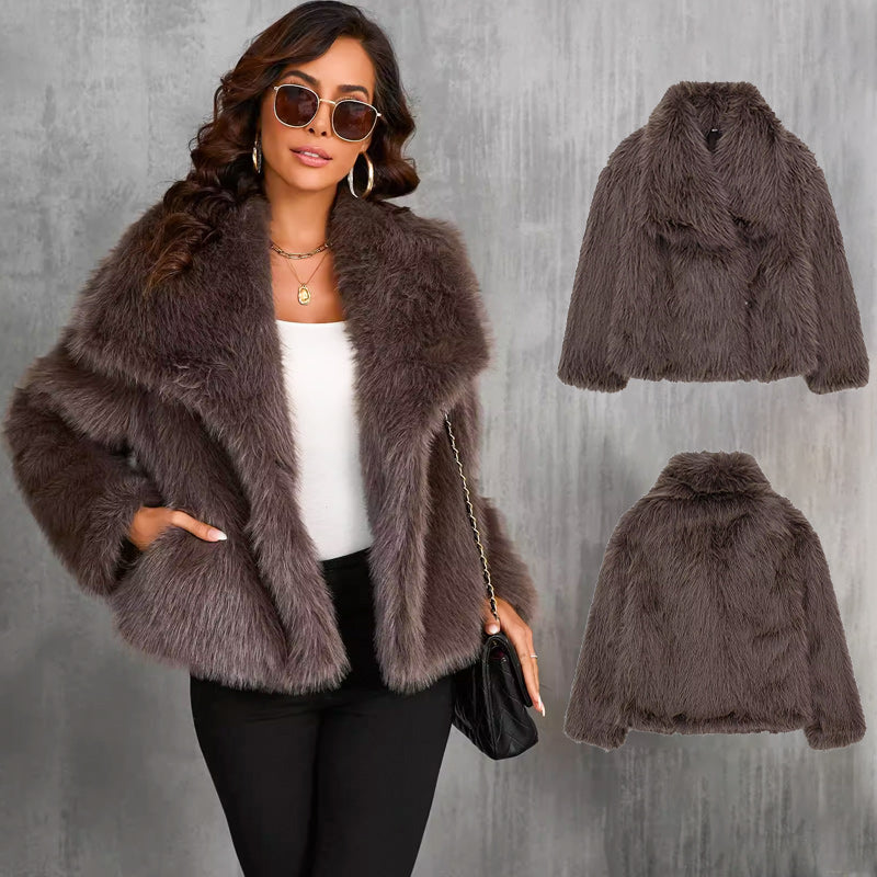 🔥🖤Winter-Vorverkauf für Damenpelzmantel, Plüschfutter, weicher Kragen, kostenloser Versand (Cozy Edition)
