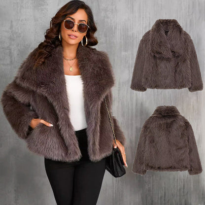 🔥🖤Winter-Vorverkauf für Damenpelzmantel, Plüschfutter, weicher Kragen, kostenloser Versand (Cozy Edition)