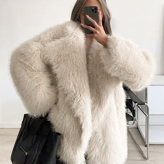 🔥🖤Winter-Vorverkauf für Damenpelzmantel, Plüschfutter, weicher Kragen, kostenloser Versand (Cozy Edition)
