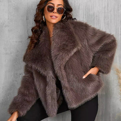 🔥🖤Winter-Vorverkauf für Damenpelzmantel, Plüschfutter, weicher Kragen, kostenloser Versand (Cozy Edition)