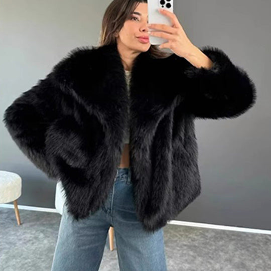 🔥🖤Winter-Vorverkauf für Damenpelzmantel, Plüschfutter, weicher Kragen, kostenloser Versand (Cozy Edition)