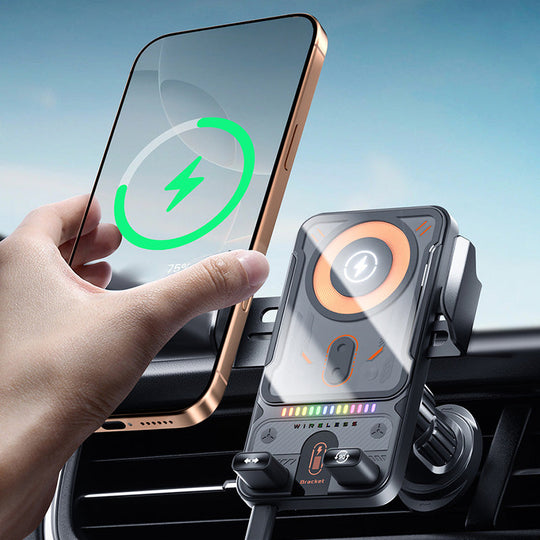 📱Intelligente 2-in-1 Auto-Drehbare Handyhalterung &amp; Kabelloses Ladegerät⚡