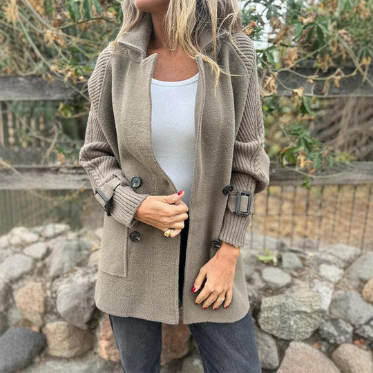 ❄️🍂Mellemlang nederdel til kvinder med dobbelte knapper og revers -❤️‍🔥Hold dig varm i vinter!