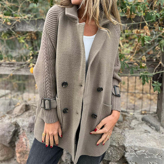 ❄️🍂Mellemlang nederdel til kvinder med dobbelte knapper og revers -❤️‍🔥Hold dig varm i vinter!