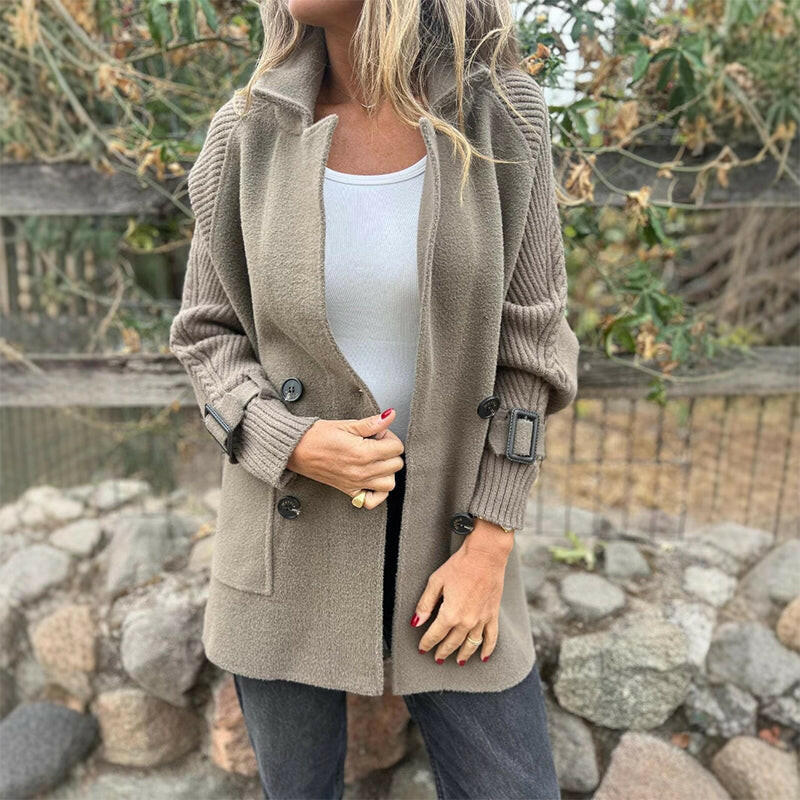 ❄️🍂Mellemlang nederdel til kvinder med dobbelte knapper og revers -❤️‍🔥Hold dig varm i vinter!