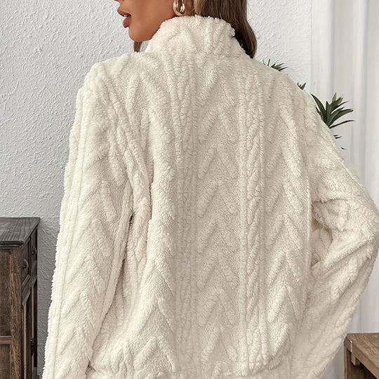 Flauschiges Sweatshirt mit halbem Reißverschluss 🍂 | Wolkenweich + geräumige Taschen – Bequem für den Alltag/die Lounge