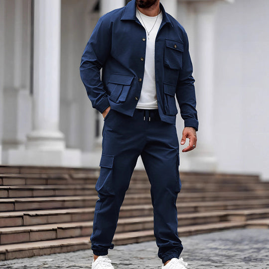 Costume rétro deux pièces pour homme (veste et pantalon cargo)【Livraison gratuite】