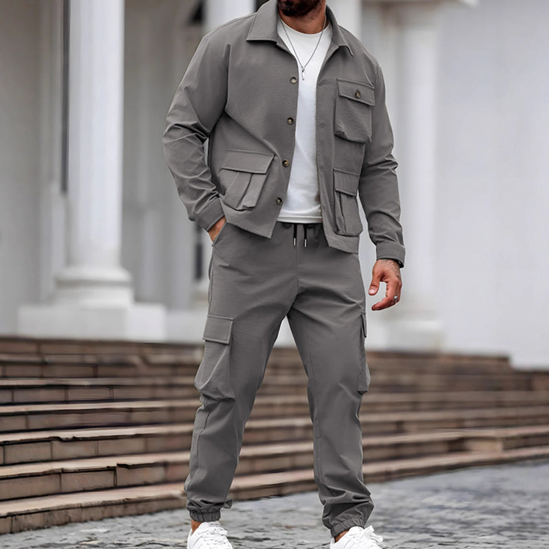Costume rétro deux pièces pour homme (veste et pantalon cargo)【Livraison gratuite】
