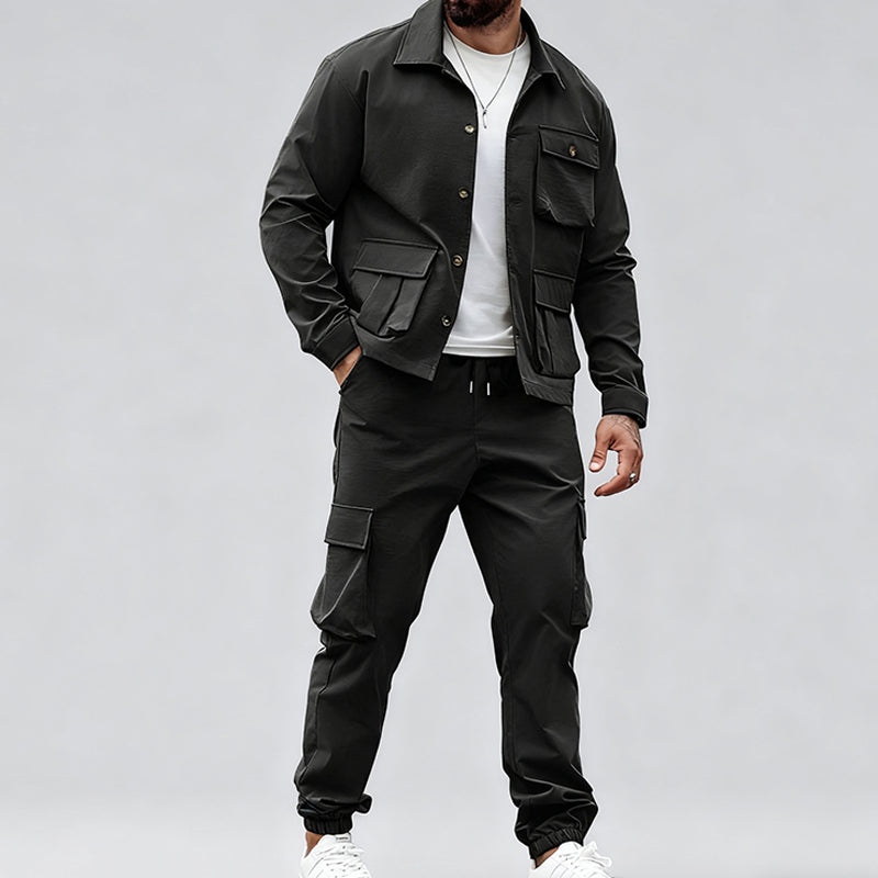 Costume rétro deux pièces pour homme (veste et pantalon cargo)【Livraison gratuite】