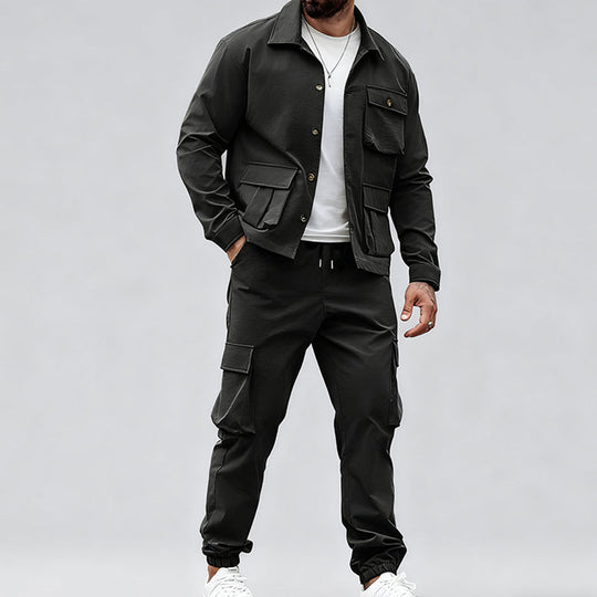 Costume rétro deux pièces pour homme (veste et pantalon cargo)【Livraison gratuite】