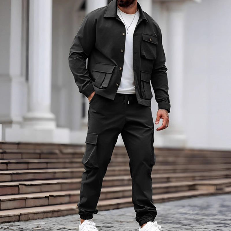 Costume rétro deux pièces pour homme (veste et pantalon cargo)【Livraison gratuite】