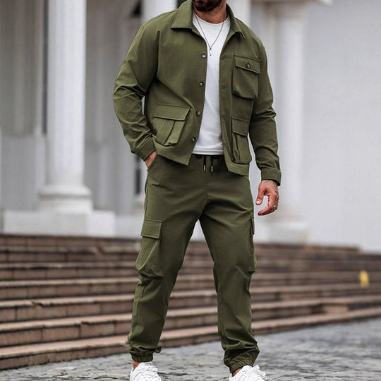Costume rétro deux pièces pour homme (veste et pantalon cargo)【Livraison gratuite】