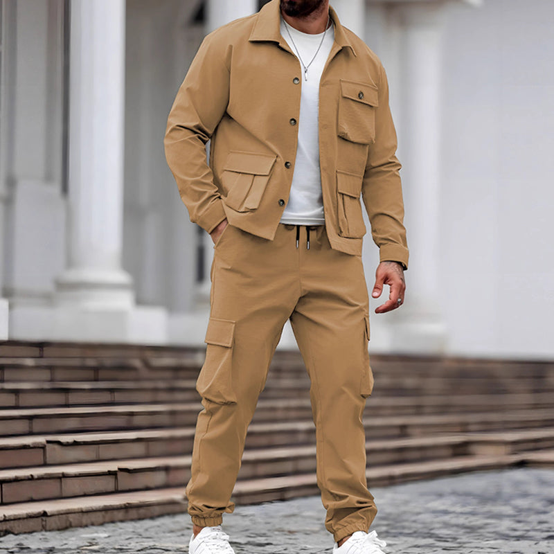 Costume rétro deux pièces pour homme (veste et pantalon cargo)【Livraison gratuite】