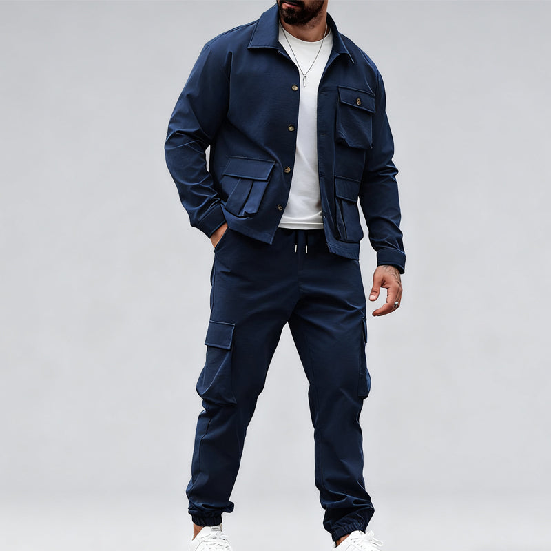 Costume rétro deux pièces pour homme (veste et pantalon cargo)【Livraison gratuite】