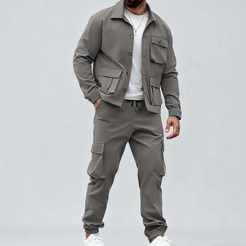 Costume rétro deux pièces pour homme (veste et pantalon cargo)【Livraison gratuite】