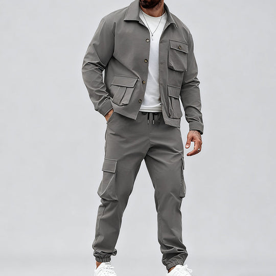 Costume rétro deux pièces pour homme (veste et pantalon cargo)【Livraison gratuite】
