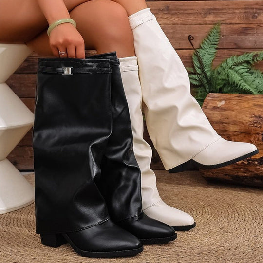 🌟Hochwertige Damenstiefel – Slouchy-Kniehohe Chunky-Stiefel für Damen