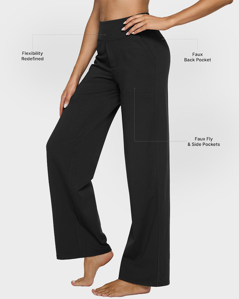 💖LAST-DAY-AKTION – 50 % RABATT 💖 Lässige Yoga-Hose mit weitem Bein für Damen mit hoher Taille und Stretch