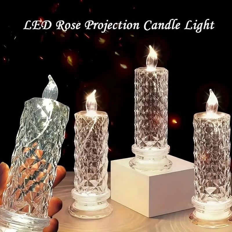 🔥Letzter Tag 50% Rabatt🎁Set mit 4 LED-Kristallkerzenleuchtern