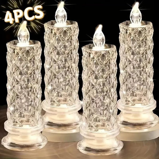 🔥Letzter Tag 50% Rabatt🎁Set mit 4 LED-Kristallkerzenleuchtern