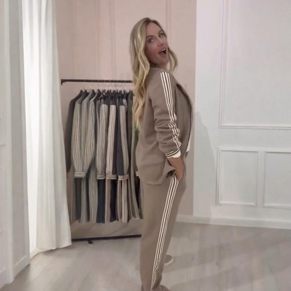 ✨Randigt 2-delat set (kavaj + byxor): trendigt & Praktisk för fritiden & Yrke✈️Fri frakt✈️