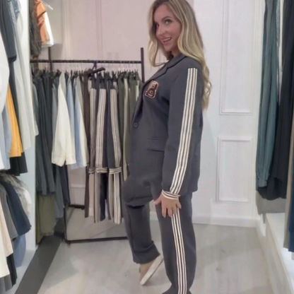 ✨Randigt 2-delat set (kavaj + byxor): trendigt & Praktisk för fritiden & Yrke✈️Fri frakt✈️