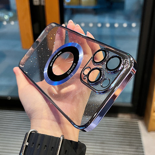 MAGNETYCZNE ETUI NA TELEFON APPLE Z OCYNKOWANĄ BROKATOWĄ ETYKIETĄ NIESZCZĘŚLIWĄ