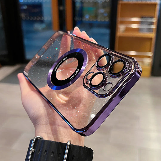 MAGNETYCZNE ETUI NA TELEFON APPLE Z OCYNKOWANĄ BROKATOWĄ ETYKIETĄ NIESZCZĘŚLIWĄ