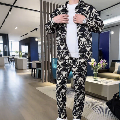 Herren-Set mit Blumenmuster: Jacke und Hose