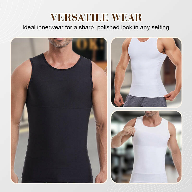 Einfarbiges Herren-Kompressions-Tanktop mit Bauchkontrolle