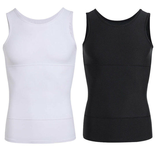 Einfarbiges Herren-Kompressions-Tanktop mit Bauchkontrolle