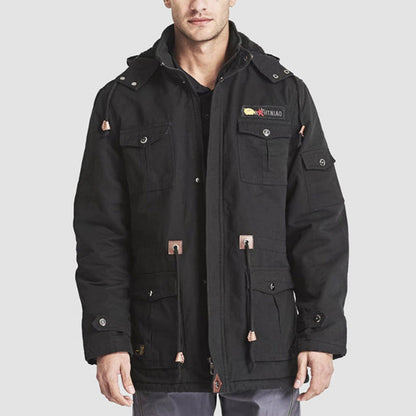[Das perfekte Geschenk] Herren-Winterjacke aus Baumwolle mit Kordelzug im Military-Stil – Komfort und Stil vereint