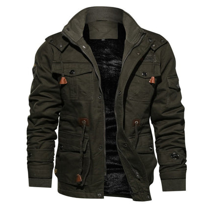 [Das perfekte Geschenk] Herren-Winterjacke aus Baumwolle mit Kordelzug im Military-Stil – Komfort und Stil vereint