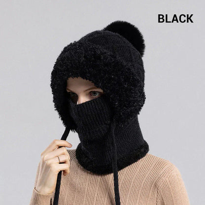 ❄️🧣Damen Winter Einteilig Gestrickte Mütze Schal Maske🎁