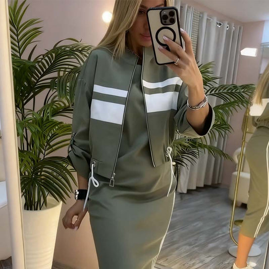 💥50% RABATT 💖 Damen-Set aus Stehkragenjacke und Kleid