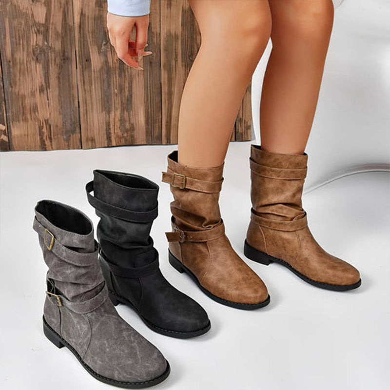 ✨Herbst-Neuheiten: Damen Stiefeletten mit niedrigem Absatz und Schnalle