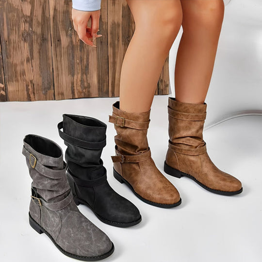 ✨Herbst-Neuheiten: Damen Stiefeletten mit niedrigem Absatz und Schnalle