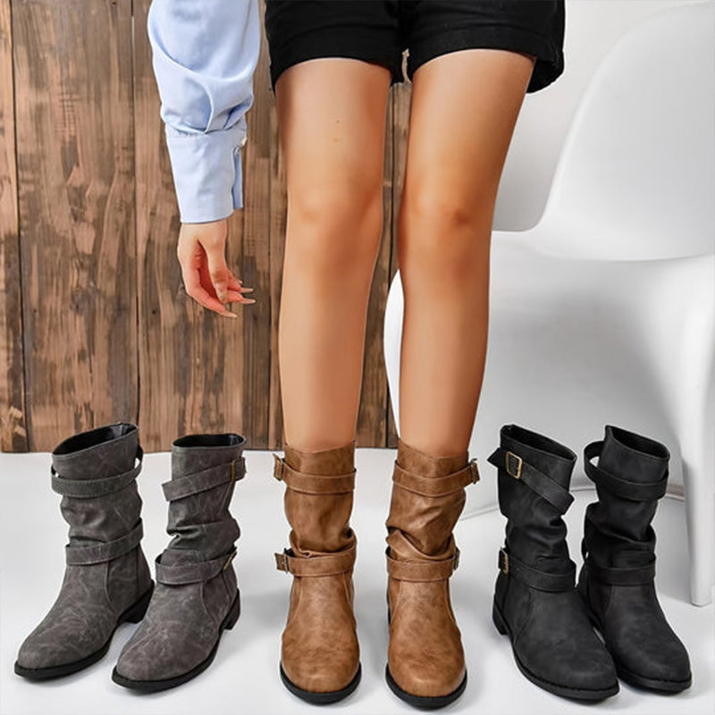 ✨Herbst-Neuheiten: Damen Stiefeletten mit niedrigem Absatz und Schnalle