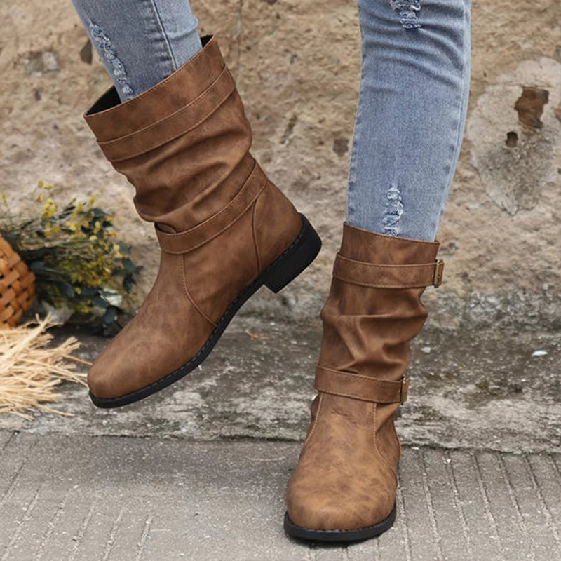 ✨Herbst-Neuheiten: Damen Stiefeletten mit niedrigem Absatz und Schnalle