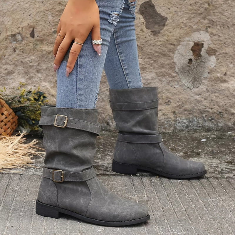 ✨Herbst-Neuheiten: Damen Stiefeletten mit niedrigem Absatz und Schnalle