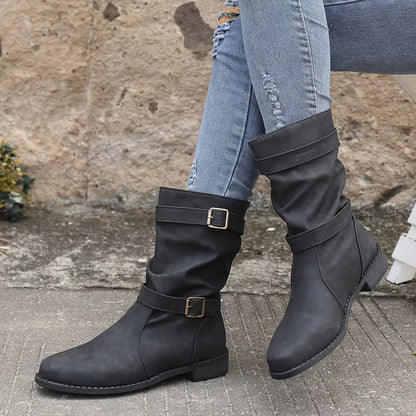 ✨Herbst-Neuheiten: Damen Stiefeletten mit niedrigem Absatz und Schnalle